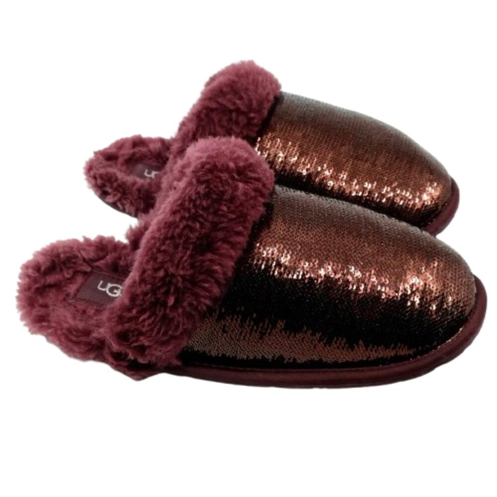 UGG~Scuffette II Mirror Ball Sequin~WOMENS SHEARLING SLIPPERS in Wild Grape Sz 9 - Picture 4 of 7